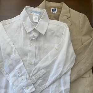 EUC size 3 Janie and Jack Easter spring baptism jacket and linen shirt set